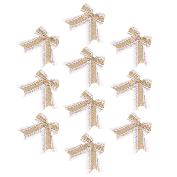 10 st Burlap Rosett Spets Ruched Rosett Handgjord Hantverk Jul Födelsedag Bröllopsdekoration