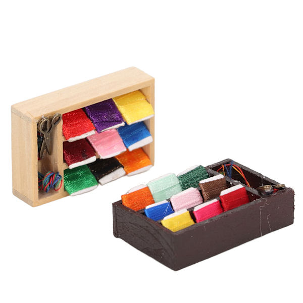 2 kpl Miniatyyri ompelulaatikko Mini koko Basswood Metalli Söpö Puu Väri Musta Nukkekoti Ompelulelut Joululahjaksi