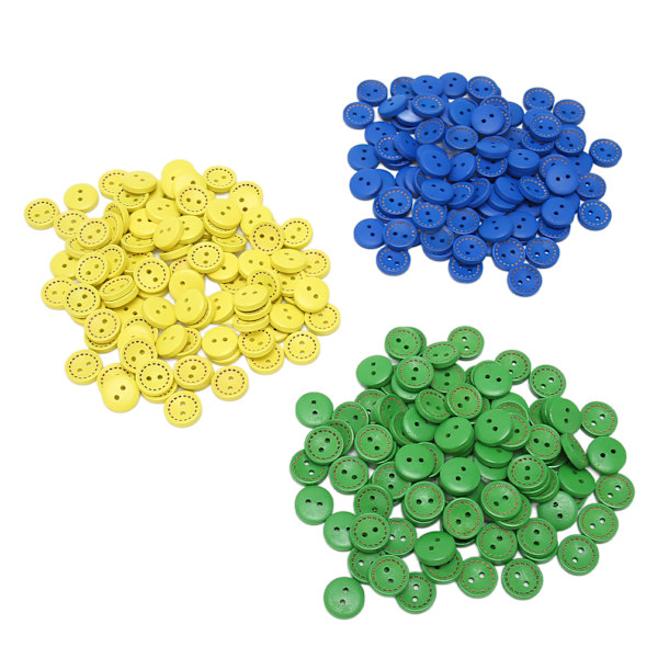 300 stk runde treknapper 0,6 tommer 2 hull livlige farger Robuste glatte håndverksknapper for DIY Scrapbooking sying