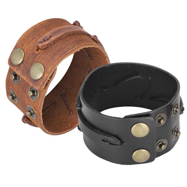 2 st läderarmband handgjorda retro justerbara tryckknappar casual dam punk smycken