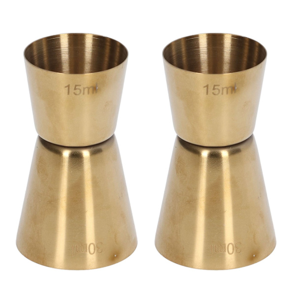 Dubbelhuvud Cocktail Jigger Rostfritt Stål Guld Vin Jigger Bar Mätkopp för Restaurang Fest 15/30ml