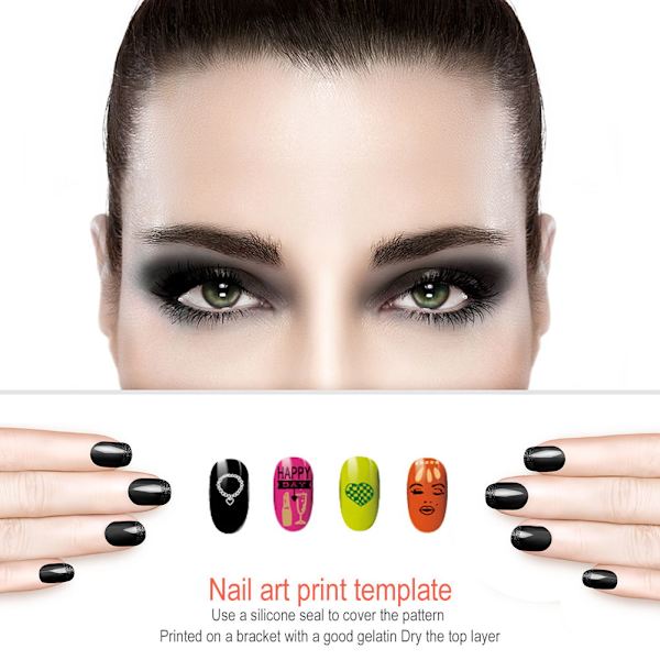 Rustfrit stål rektangulær neglekunst stempelplade DIY manicure trykbilledskabel (#9)