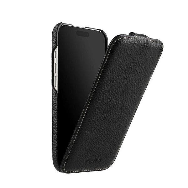 MELKCO Compatible with iPhone 17 Air Case Compatible with MagSafe Vertical Flip Genuine Cowhide + PC Phone Case