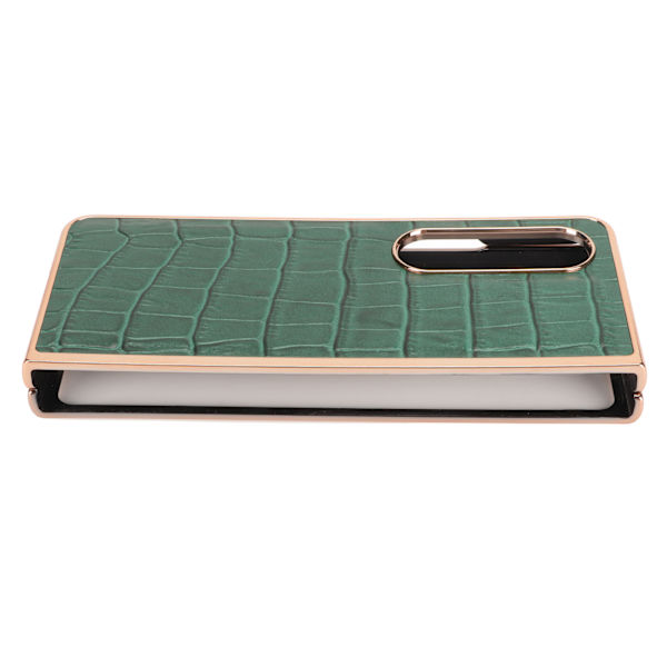 Fodral för Samsung Galaxy Z Fold 4 Nano Plating Krokodilskinnsmönster Äkta läder Repskydd Grön