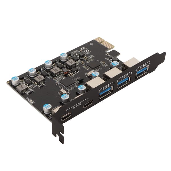 PCI Express -sovitin kortti USB3.1 High Speed 5Gbps 5 porttia Ulkoinen PCIe-verkkoadapteri Windowsille OS X:lle