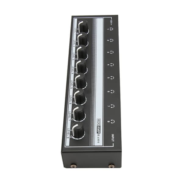 Hodetelefonforsterker Profesjonell Høyeffekt Plug and Play 8-kanals Stereo Hodetelefonforsterker 100‑240V EU-plugg