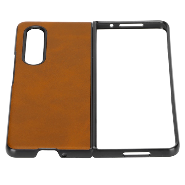 Lær Hard Case for Samsung Galaxy Z Fold 3 Mobiltelefon Anti Scratch Støtsikker DekselBrun