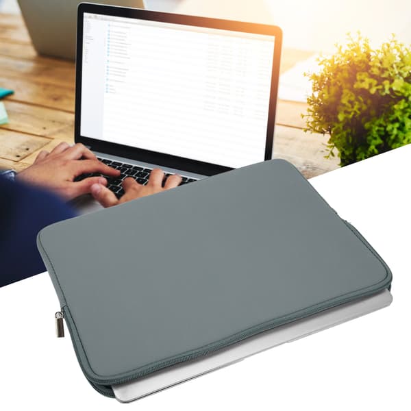 Solid Farge Laptop Sleeve Notebook Håndveske Bæreveske Glidelås Strømforsyningsveske Grå 15.6 Tommer