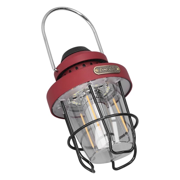 Campinglanterne Retro USB-lading 3 lysmoduser IPX4 vanntett campinglys for utendørs rød