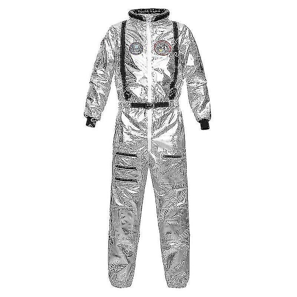 Astronaut Cosplay Jumpsuit - Men's and Women's Halloween Costume - Adult Astronaut Suit - Zh5-2 M women silver