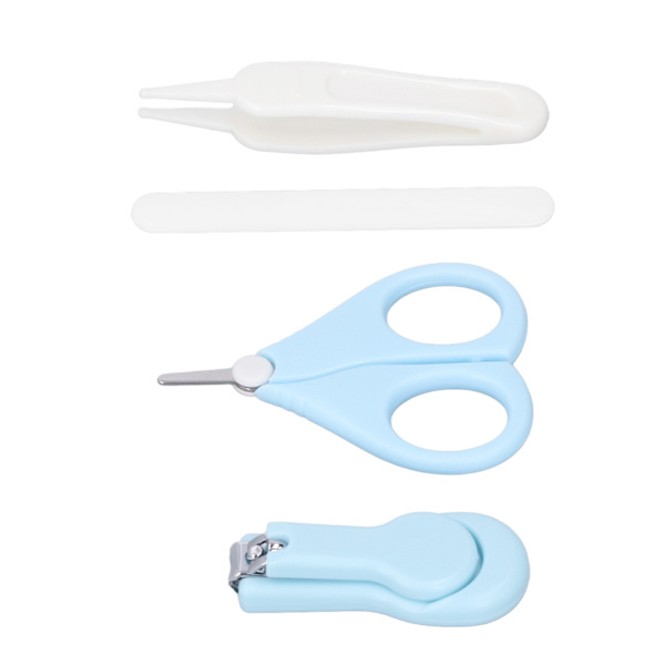 4-delad baby nagelset säkerhetsskötsel baby nagelfil set med sax nagelfil rund pincett nagelklippare blå