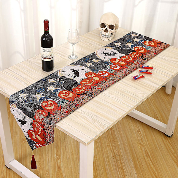 Brodert bomullslin duk med gresskar og edderkopp for Halloween høst utendørs hjemmedekor
