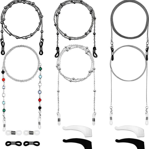 6 styks stilfulde brillekæder Holder Perler Stropholder med seks forskellige stilarter