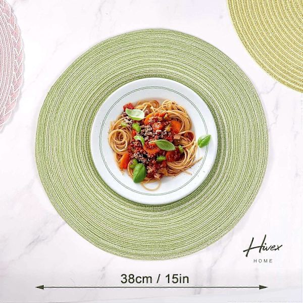 Pyöreät ruokapöydän tabletit, 6 kpl - 38 cm kodin sisustukseen, pyöreät kudotut tabletit