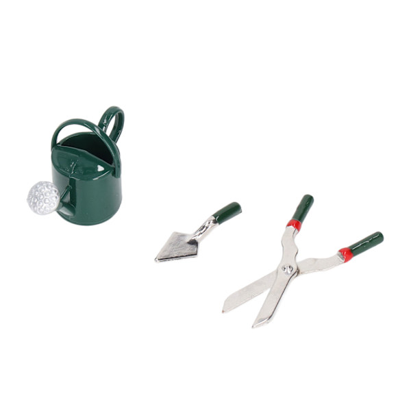 Dukkehus Have Værktøj 1:12 Vandkande Spade Saks Holdbar Legering Miniature Havearbejde Værktøjer til Dukkehus Grøn