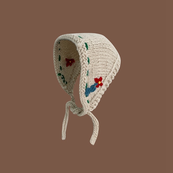 Strikket ørehattevarmer Retro håndlavet efterår vinter Ins Style Søde kvindelige tilbehør Beige M(56-58cm)