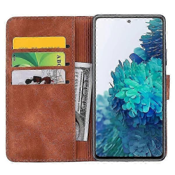 Pungcover til Samsung Galaxy S20 FE Premium PU-læder Flip Cover Mandala Brown