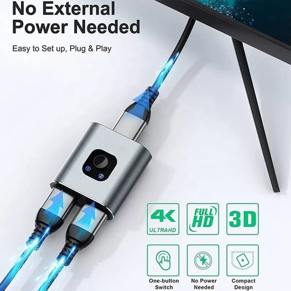 HD Multimedia Interface Switch 2 in 1 ut 4K 60Hz stöder 3D HD dubbelriktad HD Multimedia Interface Splitter