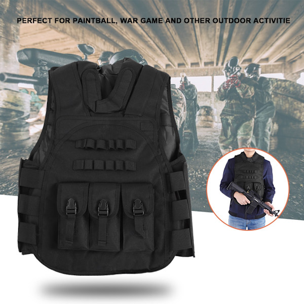 Militær fire-i-ett taktikkvest i nylon for paintball, kamp og beskyttelse - BK