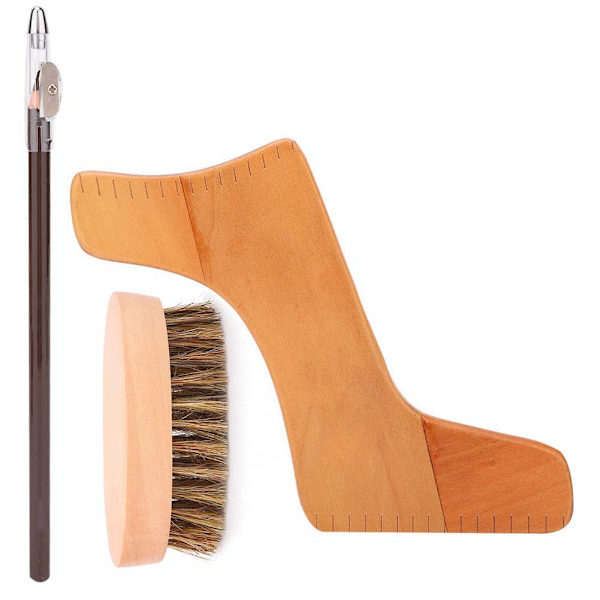 Mænd Skægformeværktøjer Kit Mustache Styling skabelon Pen Grooming Brush