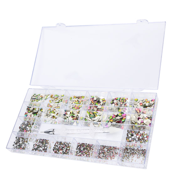 Nail Art Strass Färgglada Utsökt Nail DIY Glas Strass Dekoration med låda