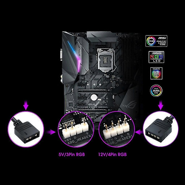 Rgb Fläkthubb Argb Kabeldelare Hubb Adapter Dator Bordsskiva PC Tillbehör