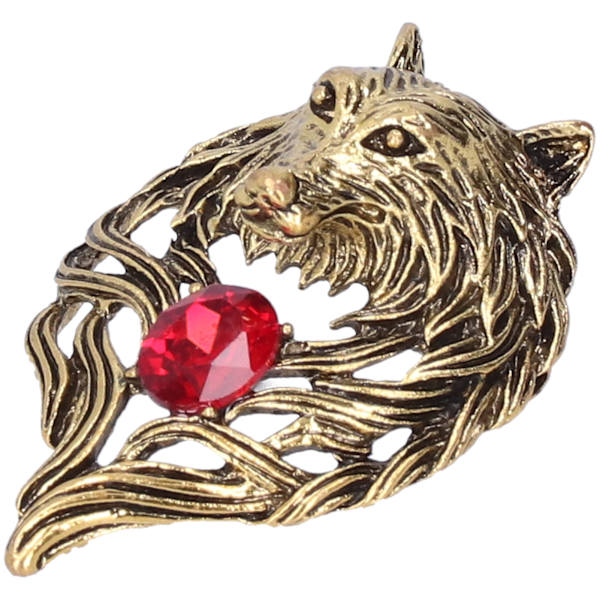 Brosch Pin Retro Lejonhuvud Herrkostym Rock Djurmönster Kavajslag Pin Fest Corsage Tillbehör Guld