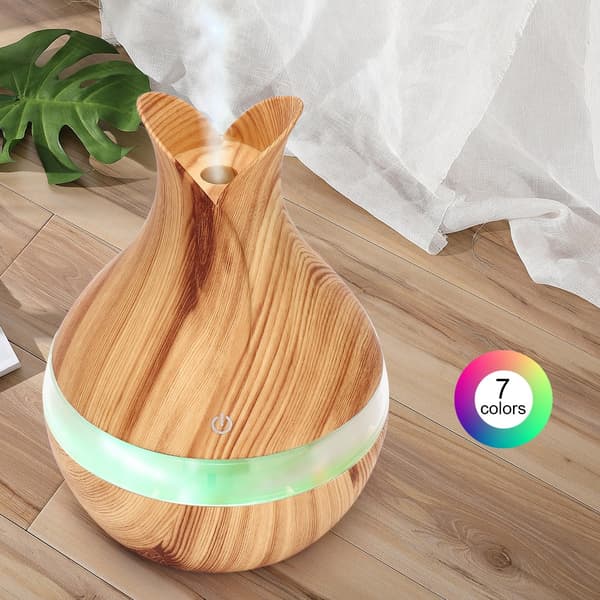 300 ml 7 farger LED nattlys aroma eterisk olje diffuser luftfukter lyst trekorn