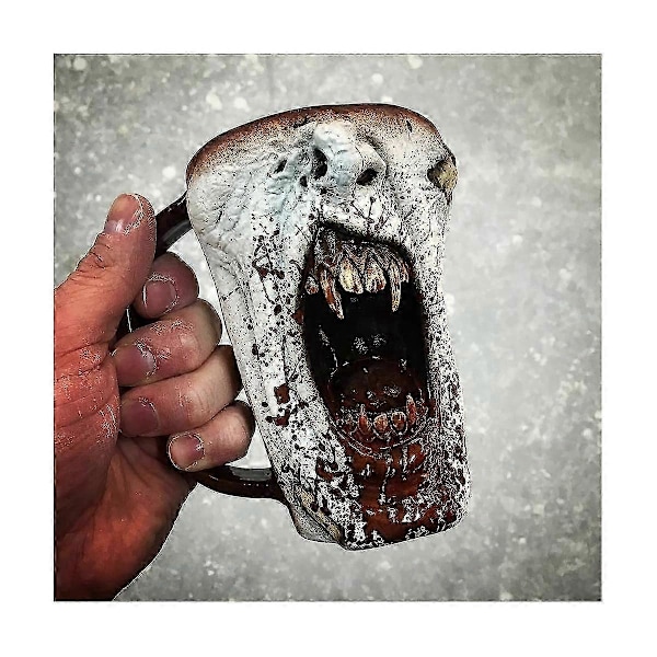 3D Kraniemug Drikkekop Skelet Gotisk Resin Øl Kaffe Krus Tekop Halloween