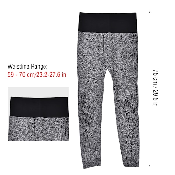 Dam 3/4-längds elastiska tajta byxor leggings för aerobics yoga löpning grå