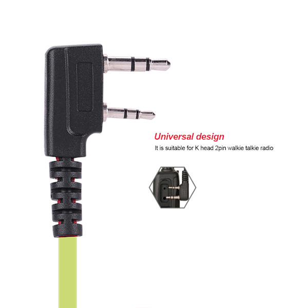 2 väriä 2-nastainen kuuloke PTT Walkie Talkie kuulokkeet litteä kaapeli kuuloke mikrofoni kuulokkeet (vihreä)