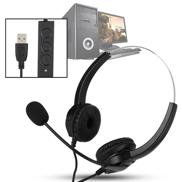 VH530D‑USB Call Center Kundeservice Headset Håndfrit Hovedmonteret Hovedtelefon til PC Computer