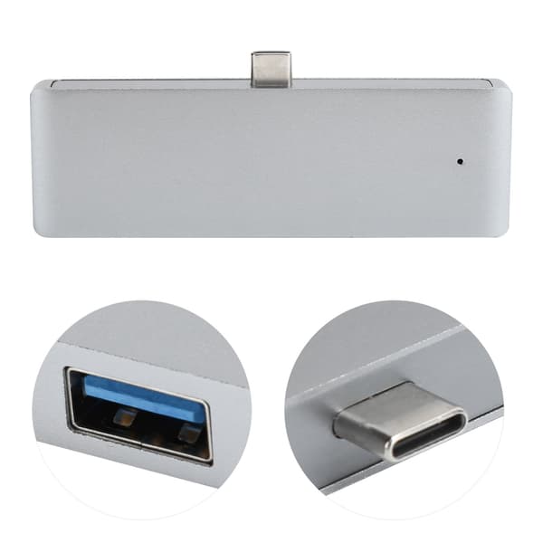 4-i-1 Type C Hub Dockingstation Type-C til HD Multimedia Interface+Audio3.5+USB3.0+USB-C Adapter