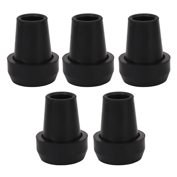 5pcs 0.7in Walking Cane Tip Extra Stability Replacement Cane Tips for Elderly Hiking Black