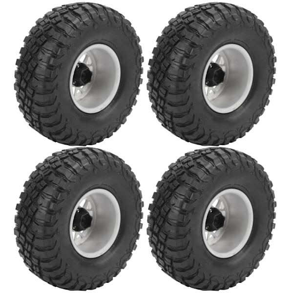 4 stk 2,2 tommers RC-hjuldekk med aluminiumsfelger for Axial SCX10 D90 1/10 RC CrawlerHvit