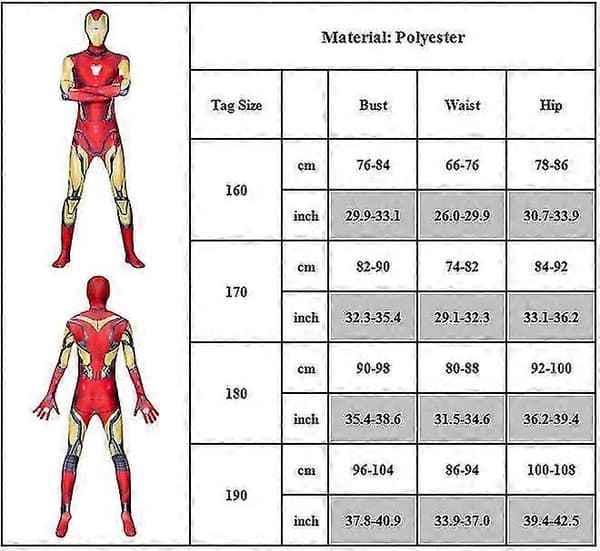Iron Man Cosplay Kostume Bodysuit til Mænd Heldragt Karneval Party 190