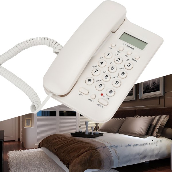 KX T076 langallinen englantilainen lankapuhelin kotitoimiston puhelin (Ison-Britannian puhelinlinja satunnaisilla väreillä) (valkoinen)