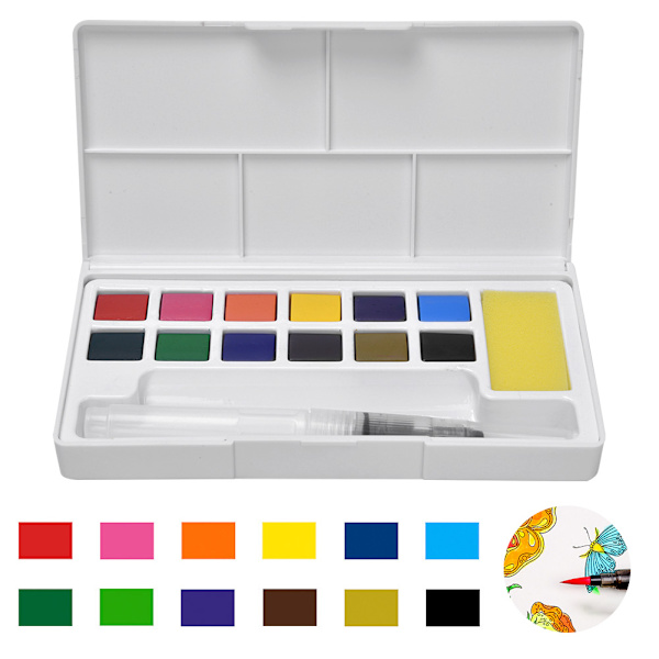 Solid Pigment Børne Udendørs Skitse Maleri Bærbart Pigment Kit Kunst Tilbehør 12 Farver
