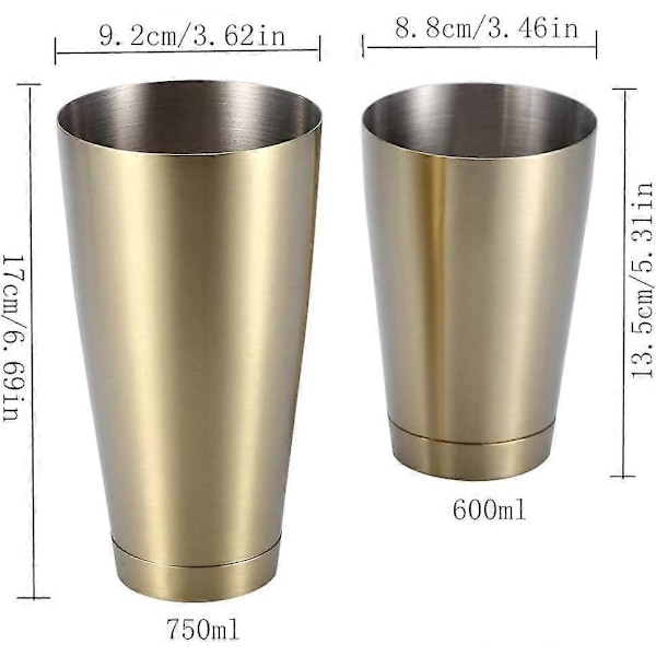 Rustfrit stål, robust og holdbar cocktail shaker kop bar hjem køkkenredskab (Titanium Golden)