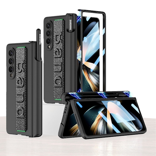 Kompatibel Samsung Galaxy Z Fold 3 5g Magnetisk Hængselbeskyttelse Indbygget Skærmbeskytter Med S Pen Holder Og Rem Altomfattende Cover