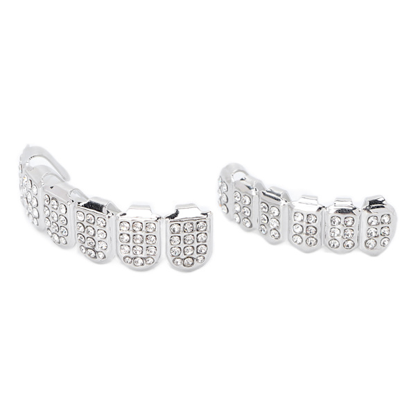 Trendigt guldpläterat hiphop-tandsmyckesset i legering - unisex - accessoarer för rappare - silver