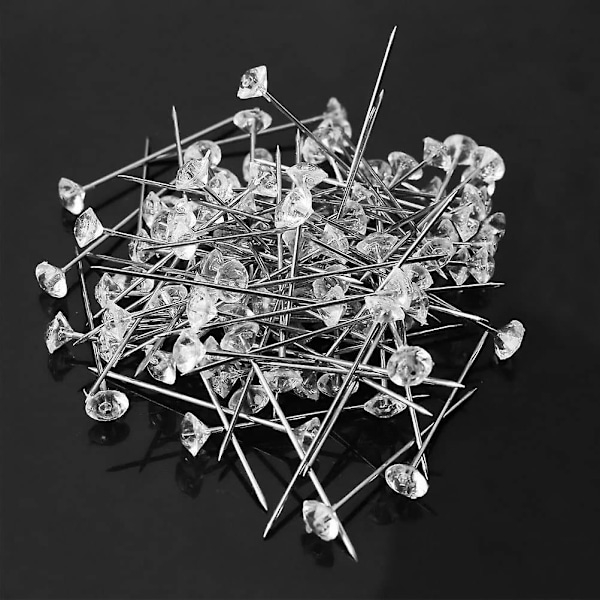 200 Klar Bouquet Pins 2 Tommer Straight Pins med Krystal Diamant Hoved til Håndværk Bryllup og Smykke Dekoration
