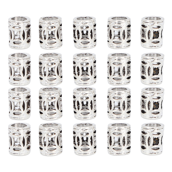 20st Hårflätning Pärlor Legering Skäggdekoration Dreadlocks Ringar DIY Armband Halsband Tillbehör Silver