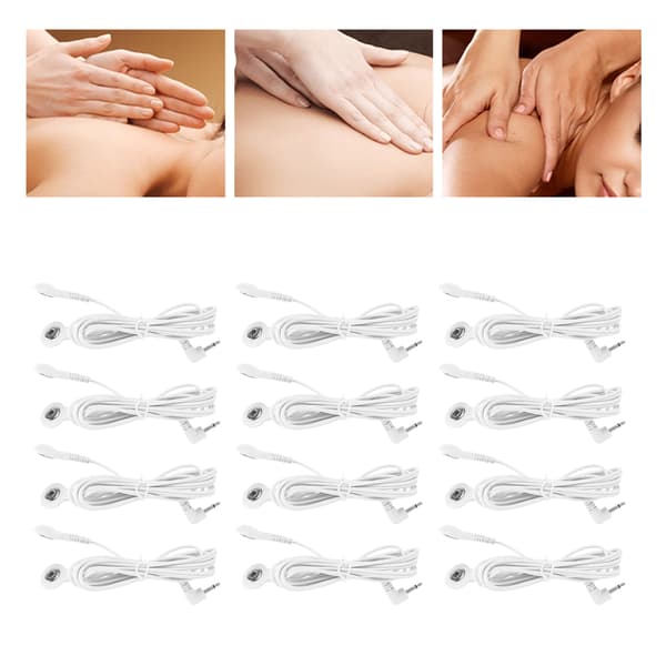 12 stk. DC 2,5 mm 2-grenet knapelektrode ledningskabel til digital TENS massageapparat