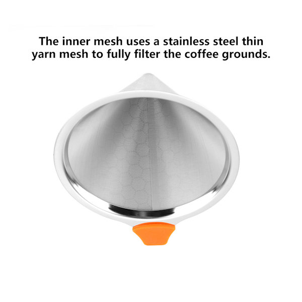 Amerikansk kaffefilter i rustfrit stål, tekaffedrypper, kaffesi, tragt