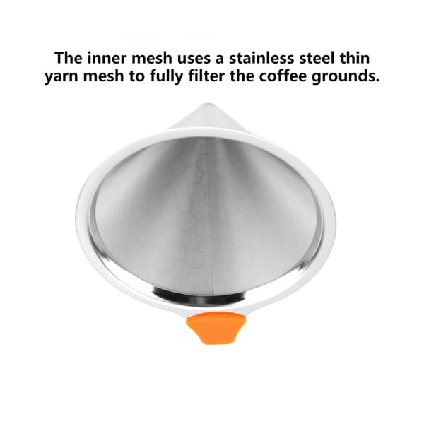 Amerikansk kaffefilter i rustfritt stål, tekaffedrypper, kaffemaskesil, trakt