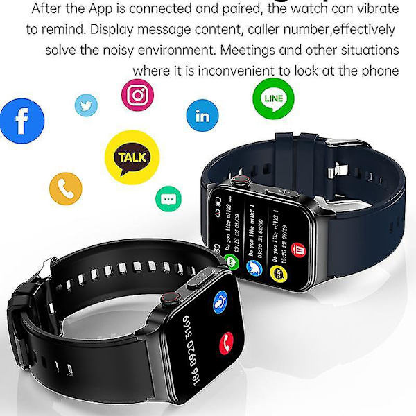 Blodsocker Smart Watch 2023 EKG Blodtrycksmätare Hälsomonitor Fitness Watch IP68 Vattentät Smartwatch Röd A