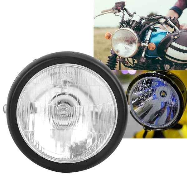 Retro Svart Legering Skal Vit Lins Rund Motorcykel Framlyse Passar för CG125 GN125