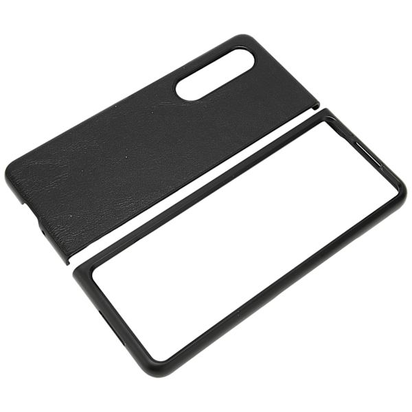 Business Läder Telefonfodral för Galaxy Z Fold 3 Dammsäker Fällbar Skärm Telefonfodral Svart