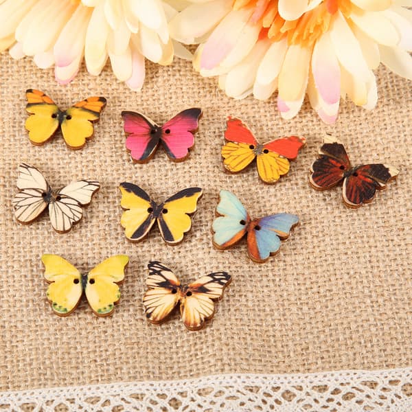 100 stk. treknapper sommerfuglformet DIY håndverk sytilbehør scrapbookingdekor (21*27MM)